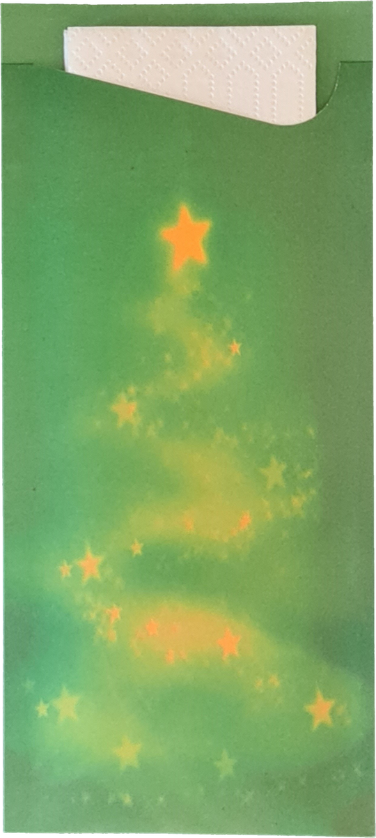 Pochetta Xmas Noel Green Cutlery Pouch with 3ply Napkin 400/Box Code 219-5