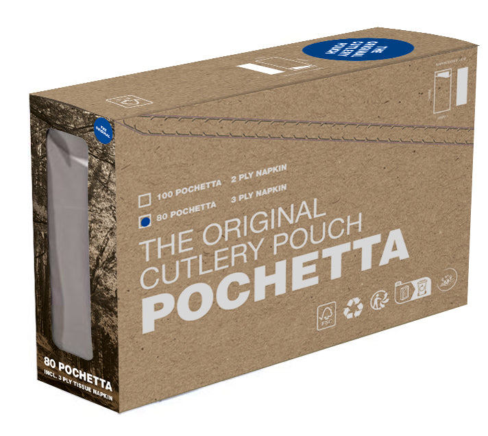 Pochetta White Cutlery Pouch with 3ply Napkin 400/Box Code 210-5