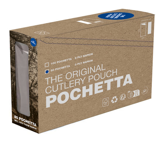 Pochetta White Cutlery Pouch with 3ply Napkin 400/Box Code 210-5